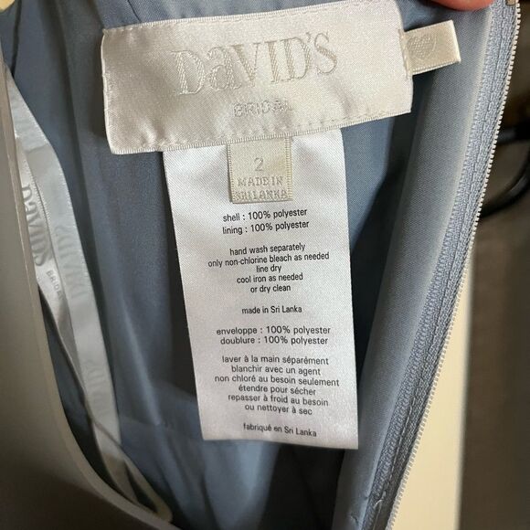 David’s Bridal Dusty Blue Long Flutter Sleeve Dress Size 2 - Picture 7 of 8
